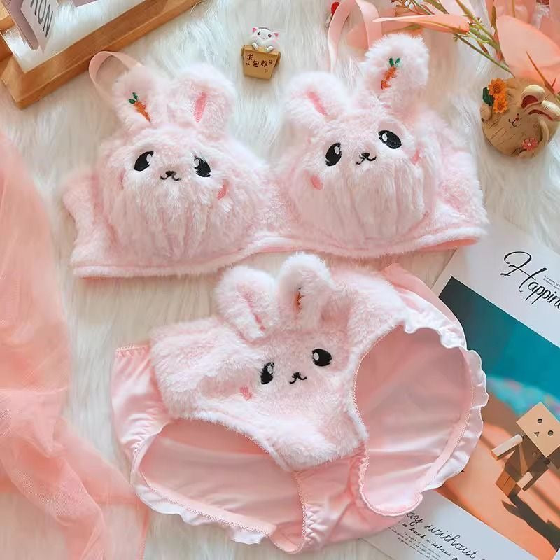 Cute Bunny Plush Bra & Panty Set – Soft & Comfortable (2-Piece Set)
