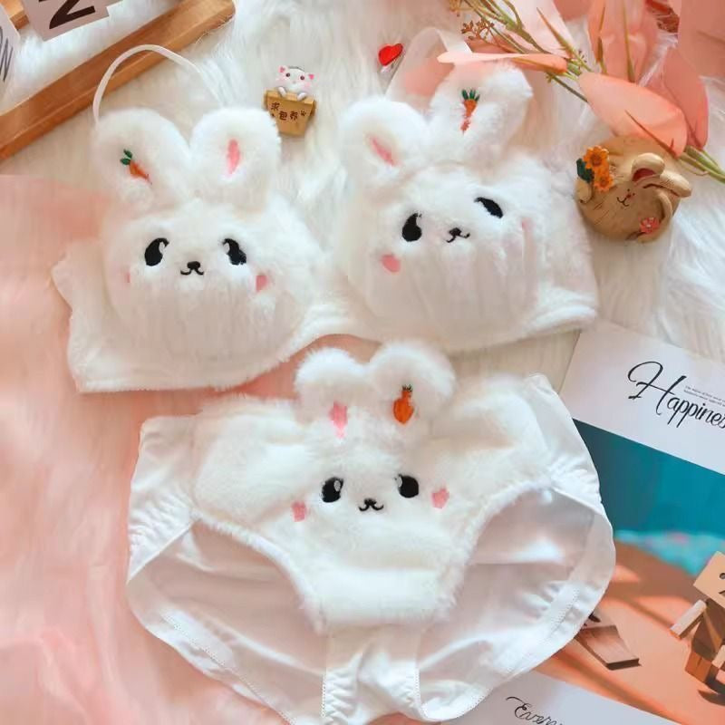 Cute Bunny Plush Bra & Panty Set – Soft & Comfortable (2-Piece Set)